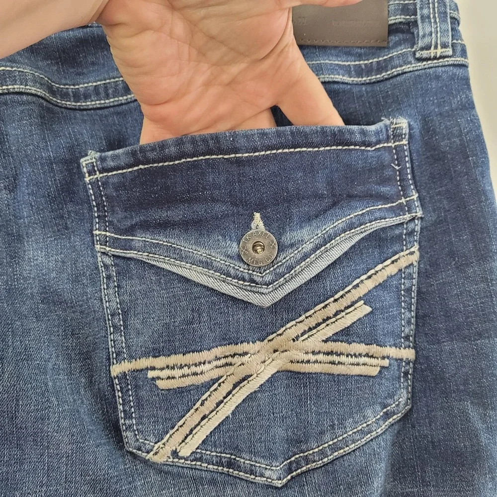 TK‎ Axel Mens Slim Bootcut Jeans 42x30 Eaton Wash Embroidered Pockets AXMB0056
